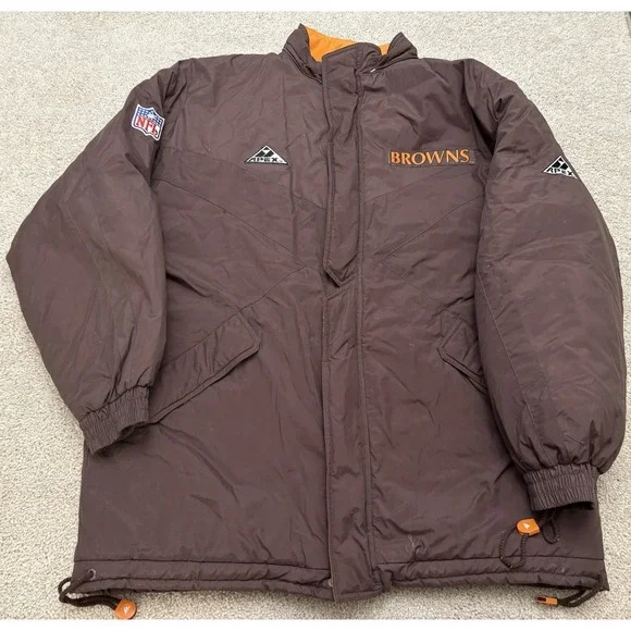 VTG 90s Cleveland Browns NFL Pro Line Apex One Parka Coat Jacket Full Zip XL - Picture 1 of 8